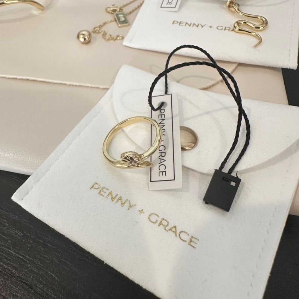 NWT Penny + Grace Gold Snake Rhinestone Snake Ring Bracelet Necklace Set - Picture 2 of 5